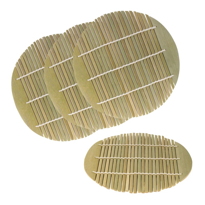 BambooMN Green Bamboo Steamer liners Kitchen Mat Rack Steamer Pad Inserts, 6.5 Inch Dia, 4 Pieces - Image 1